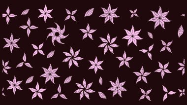 Kahverengi renklere karalama yapan çiçek desenli çizim. Raster illüstrasyonu.