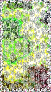 Yeşil renklerde. Raster illüstrasyonu. Çiçek buketleriyle klasik tarzda kusursuz desen.