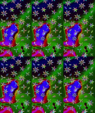 Düz Çiçek Elementleri Tasarımı. Renkli Bahar Teması eskiz kalıbı. Chichi 'nin kumaş kalıbını çiz. Raster illüstrasyonu. Çiçek deseni.