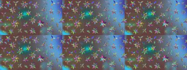 Raster çiçek desenli çiçek deseni, yapraklar, dekoratif elementler, sıçrama, lekeler, el çizimi kontur çizgileri ve Doodle çizim stili, grafik raster çizim çizimi.