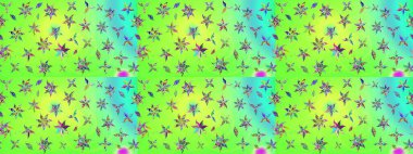 Düz Çiçek Elementleri Tasarımı. Raster Modaya uygun kumaş deseni. Yeşil renkli şirin çiçek deseni. Renkli Bahar Teması çizim şablonu.