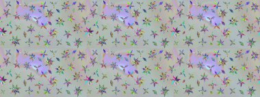 Raster çiçek desenli çiçek deseni, yapraklar, dekoratif elementler, sıçrama, lekeler, el çizimi kontur çizgileri ve Doodle çizim stili, grafik raster çizim çizimi.