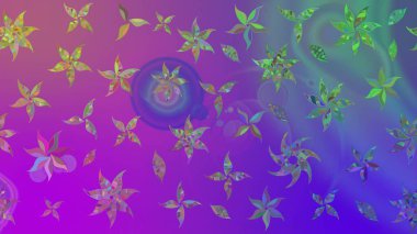 Raster illüstrasyonu. Çiçekli, yapraklı, çiçek desenli eskiz. El çizimi.