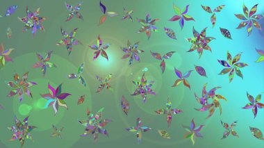 Yumuşak, yeşil renkli bahar çiçekleri. Raster illüstrasyonu. Raster çiçek desenli ve çiçekli..