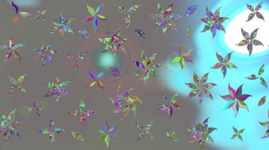 Raster illüstrasyonundaki çiçek desenli çizim. Güzel kumaş deseni. Renkli Bahar Teması eskiz kalıbı. Düz Çiçek Elementleri Tasarımı.