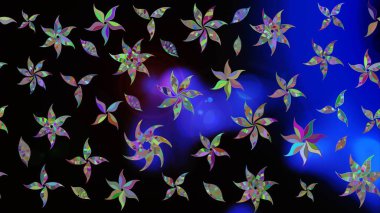 Raster deseni. Küçük çiçekteki sevimli çiçek deseni. Soyut çiçek çizim kalıbı arka planı. Siyah renklerde. Raster illüstrasyonu.