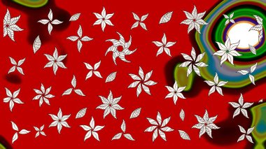 Raster güzel bir çiçek deseni çizmiş. Tatil havası. Kırmızı ve nötr renklerde çiçekler. Nazik romantik baskı. Bahar mevsimi.