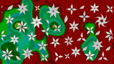 Renkli kırmızı ve yeşil çizim kalıpları. Elle çizilmiş sonbahar çiçeği deseni. Tekstil ve kapak tasarımı için mükemmel. Doodle tarzı. Kırmızı ve yeşil renkte çiçekler.