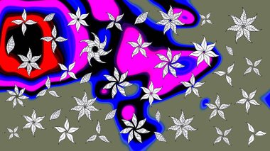 Küçük çiçekli yay deseni çiz. Raster illüstrasyonu. Suluboya tarzında yeşil ve siyah renkler üzerine.