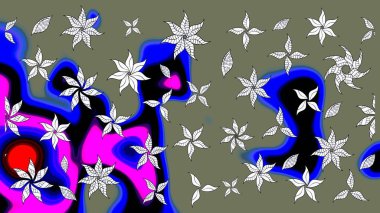 Renkli Bahar Teması eskiz kalıbı. Düz Çiçek Elementleri Tasarımı. Çiçek deseni. Chichi 'nin kumaş kalıbını çiz. Raster illüstrasyonu.