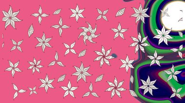 Renkli süs kenarı. Çizim kalıbı. Hint süsü. Pembe ve nötr renklerde. Çiçek duvar kağıdı. Raster illüstrasyonu.