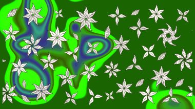 Çiçekli karalama şeklinde Raster çiçek deseni. Yumuşak, bahar çiçekli arka plan. Yeşil ve nötr renkte çiçekler.