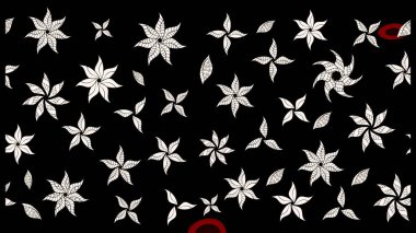 Çiçek kompozisyonu, el boyası, hassas şablon. Sevgililer günü ve tebrik kartı konsepti için şık bir davetiye. Siyah ve nötr renklerde manzaralı çiçek deseni. Üst görünüm, yumuşak biçim.