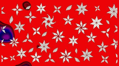 Düz Çiçek Elementleri Tasarımı. Renkli Bahar Teması eskiz kalıbı. Kırmızı ve nötr renklerde çiçekler. Raster illüstrasyonu. Çiçekli çiçek deseni, suluboya..