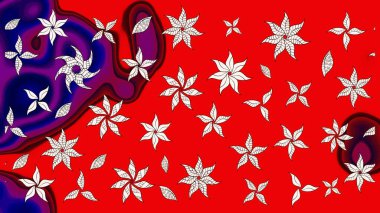 Güzel kumaş deseni. Düz Çiçek Elementleri Tasarımı. Raster Illustrasyon 'daki Çiçek Deseni' nin son moda çizimi. Renkli Yaz Teması çizim şablonu.