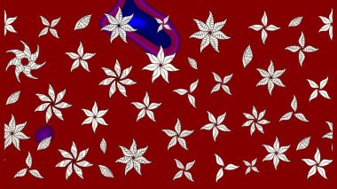 Kırmızı ve nötr renklerde etnik çiçeklerle süslenmiş zarif bir eskiz. Raster Çiçek İllüstrasyonu güzel tekstil..