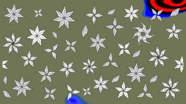 Yumuşak, bahar çiçekleri yeşil ve beyaz renklerde. Raster illüstrasyonu. Raster çiçek desenli ve çiçekli..