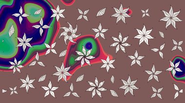 Gömlek, arka plan modelini çiz. Tropik çiçekler. Kahverengi ve nötr renkte çiçekler.