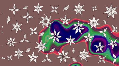 Raster çiçekleri klasik tarzda çizilmiş. Raster illüstrasyonu. Kahverengi ve nötr renklerde bahar çiçekleri. Çiçekli yumuşak çizim deseni.