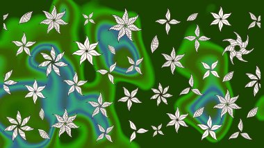 Raster deseni. Yeşil ve nötr renklerde yaz çiçekleri. Raster illüstrasyonu. Küçük çiçekte sevimli çiçek deseni var..