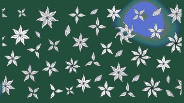 Çiçek buketleriyle klasik bir eskiz şekli. Yeşil ve nötr renklerde. Raster illüstrasyonu.