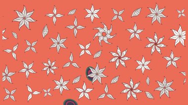 Tropik çiçek desenleri. Çiçekler turuncu ve nötr renklerde. Raster illüstrasyonu.