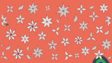 Çiçekler turuncu ve nötr renklerde. Raster illüstrasyonunda çiçek deseni çizimi.