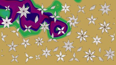 Sarı ve nötr renklerde çiçekler. Hediye ambalaj kağıdı, tebrik kartları, posterler ve pankart tasarımı. Raster düz çiçek çizim deseni.