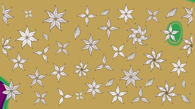 Küçük çiçekli basit bir çiçek çizimi. Raster illüstrasyonu. Sarı ve nötr renklerde şirin çiçekler. Moda baskısı, albüm, ambalaj kağıdı, duvar kağıdı için zarif dekoratif süslemeler..