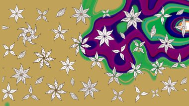 Raster illüstrasyonu. Şirin çiçek elementleri. Robot resim. Sarı ve nötr renkte çiçekler.