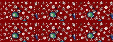 Raster illüstrasyonundaki çiçek desenli çizim. Düz Çiçek Elementleri Tasarımı. Güzel kumaş deseni. Renkli Bahar Teması çizim şablonu.