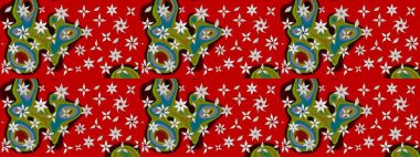 Kibar, bahar çiçekleri kırmızı ve kahverengi renklerde. Raster illüstrasyonu. Yaprak ve çiçeklerin suluboya resmi, kırmızı ve kahverengi renkler üzerine çizim deseni.