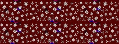 Raster illüstrasyonu. Robot resim. Kırmızı ve nötr renklerde çiçekler. Şirin çiçek elementleri..