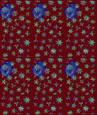 Çiçekli yaz çiçekleri. Moda baskıları için zarif bir şablon. Küçük çiçekte güzel bir desen. Robot resim. Küçük renkli çiçekler. Motley illüstrasyonu.