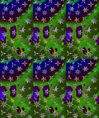 Raster illüstrasyonu. Eskiz stili yeşil renkler. Raster illüstrasyonu. El yapımı çiçek ve bitki koleksiyonu. Şirin karalamalı çiçek deseni çiz..