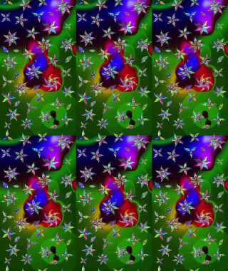 Nazikçe, güzel çiçek arkaplanı. Çiçekli karalama şeklinde Raster çiçek deseni. Yeşil renkte çiçekler.