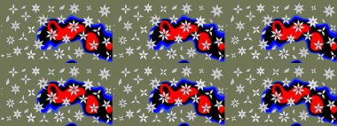 Yeşil renkli yeşil papatya deseni. Raster illüstrasyonu. Yeşil renklerde.