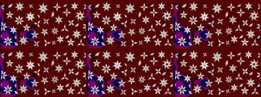 Çiçekler. Soyut etnik raster çizim kalıbı. Vadinin çiçekleri kırmızı renklerde.