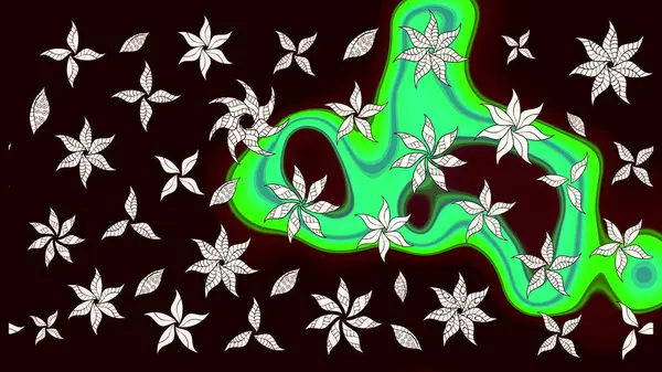 Çiçek. Siyah ve yeşil renklerde. Raster illüstrasyonu. Taslak dekoratif arka plan, çiçek mandala.