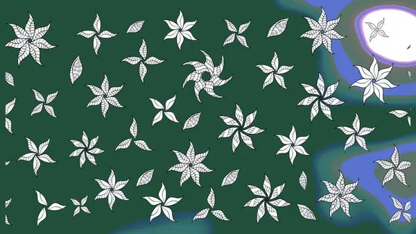 Çiçek tasarımı için inanılmaz bir kolaj cenneti tarzı. Çiçekli zambakların eskiz geçmişi. Parlak çiçekli kolaj çiçekleri yeşil ve nötr.