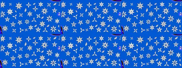 Çiçekler. Vadinin çiçekleri mavi ve nötr renklerde. Soyut etnik raster çizim kalıbı.