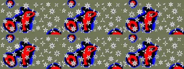 Soyut çiçek çizim kalıbı arka planı. Raster deseni. Raster illüstrasyonu. Yeşil renklerde. Küçük çiçekte sevimli çiçek deseni var..