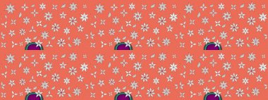 Turuncu üzerine çiçekler. Eskiz arkaplan modeli. Suluboya, elle çizilmiş. Raster stoku.