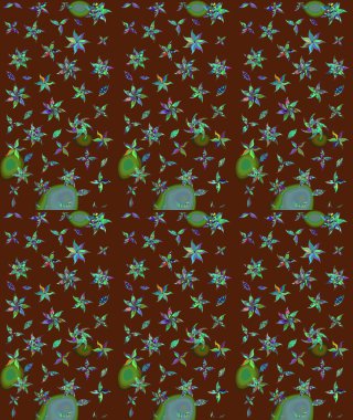 Çiçekli karalama şeklinde Raster çiçek deseni. Yumuşak, bahar çiçekli arka plan. Kahverengi renkte çiçekler.