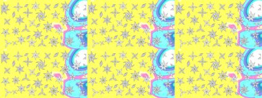 Çiçekli çiçek deseni, suluboya. Raster deseni. Süslü kumaş deseni.