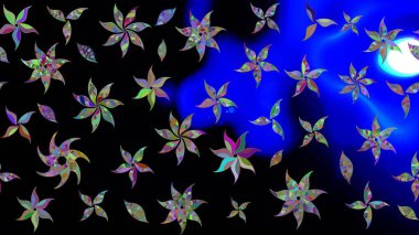 Siyah renkli çiçekler. Raster illüstrasyonu. Çizim çiçek deseni duvar kağıdı için kullanılabilir.