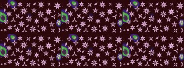 El çizimi çiçekli soyut çizim kalıbı. Kahverengi renkli çiçekler. Raster illüstrasyonu.