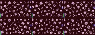 Raster deseni. Kahverengi el çizimi. Sanat, çiçeklere ilham verir ve arka plan bırakır. Karalama çiçekleri çizim deseni.