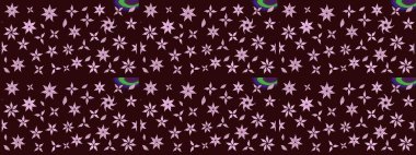 Hediye ambalaj kağıdı, tebrik kartları, posterler ve pankart tasarımı. Kahverengi renkli çiçekler. Raster düz çiçek çizim deseni.