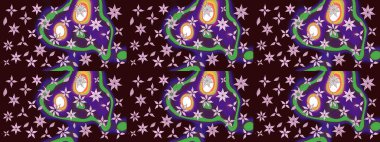 Düz Çiçek Elementleri Tasarımı. Kahverengi renkli çiçekler. Raster illüstrasyonundaki çiçek desenli çizim. Renkli Bahar Teması çizim şablonu.